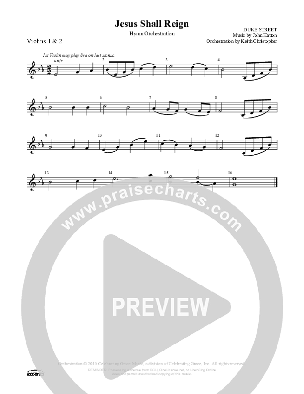 Jesus Shall Reign Violin 1/2 ()