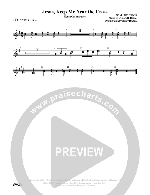 Jesus Keep Me Near The Cross Clarinet 1/2 ()