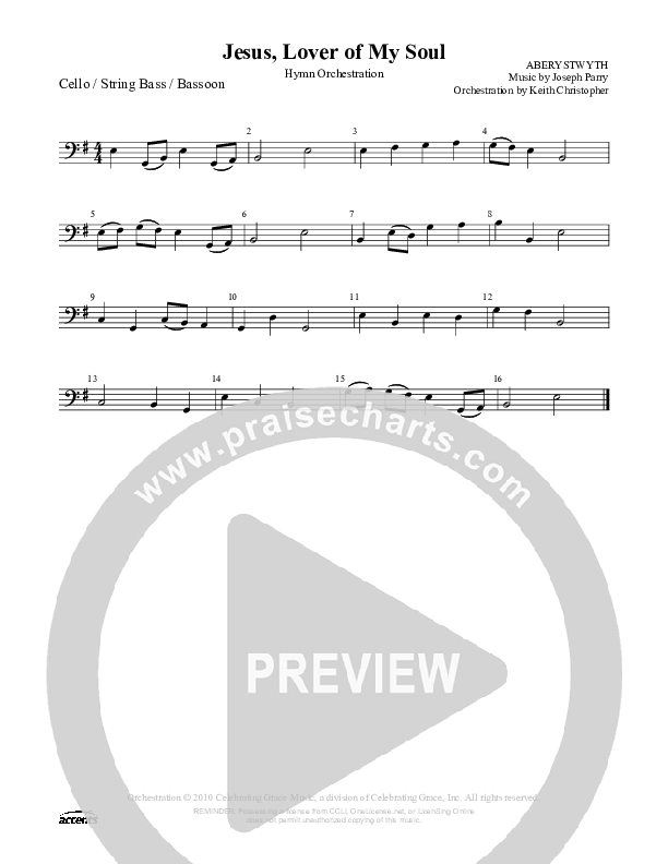 Jesus Lover Of My Soul Cello/Bass ()
