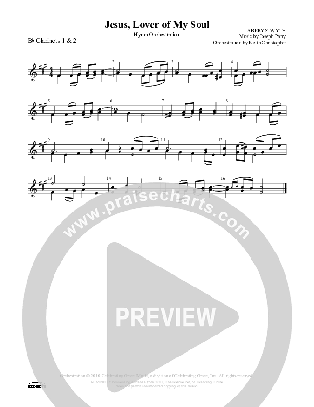 Jesus Lover Of My Soul Clarinet 1/2 ()