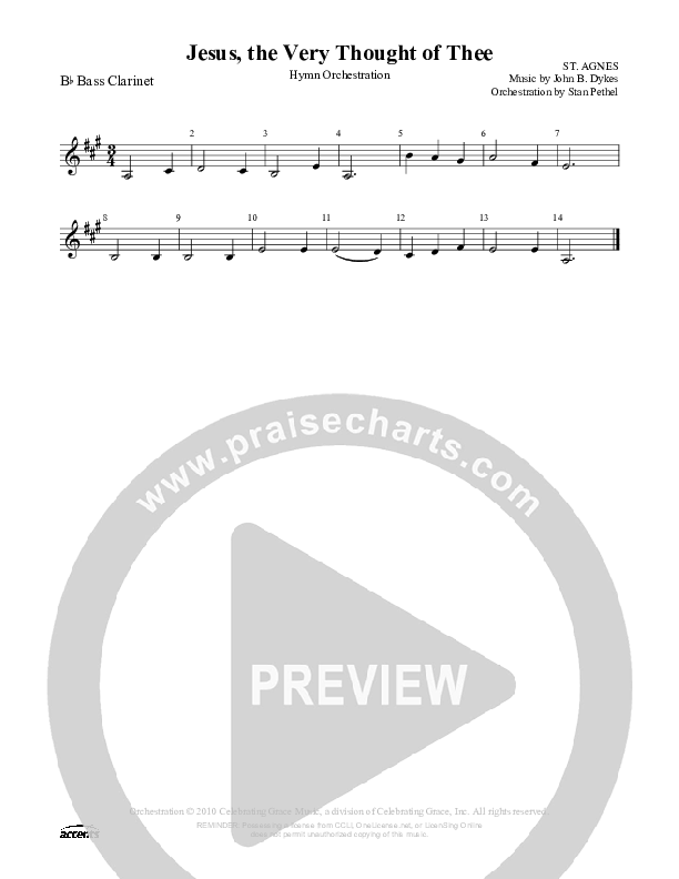 Jesus The Very Thought Of Thee Bass Clarinet ()