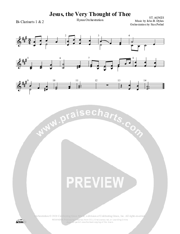 Jesus The Very Thought Of Thee Clarinet 1/2 ()