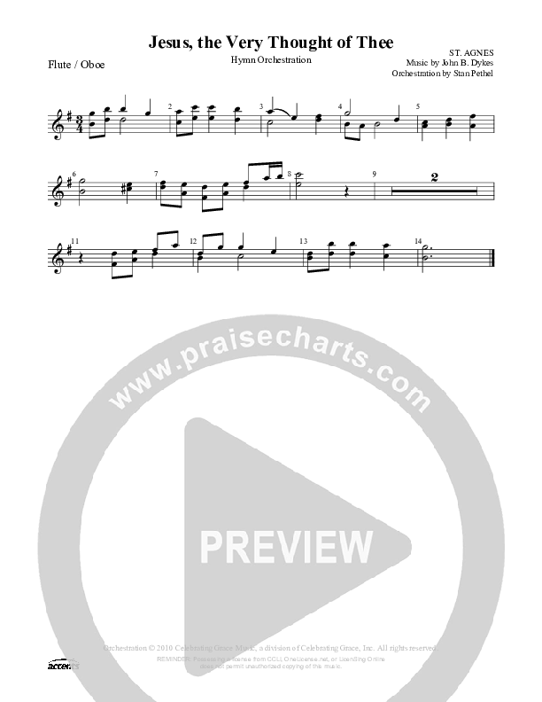 Jesus The Very Thought Of Thee Flute/Oboe ()