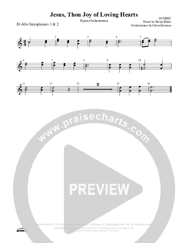 Jesus Thou Joy Of Loving Hearts Alto Sax 1/2 ()