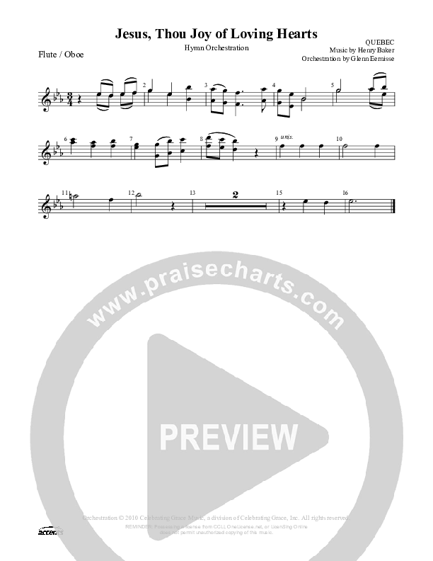 Jesus Thou Joy Of Loving Hearts Flute/Oboe ()