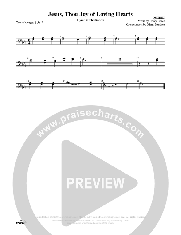 Jesus Thou Joy Of Loving Hearts Trombone 1/2 ()