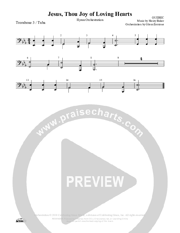Jesus Thou Joy Of Loving Hearts Trombone 3/Tuba ()