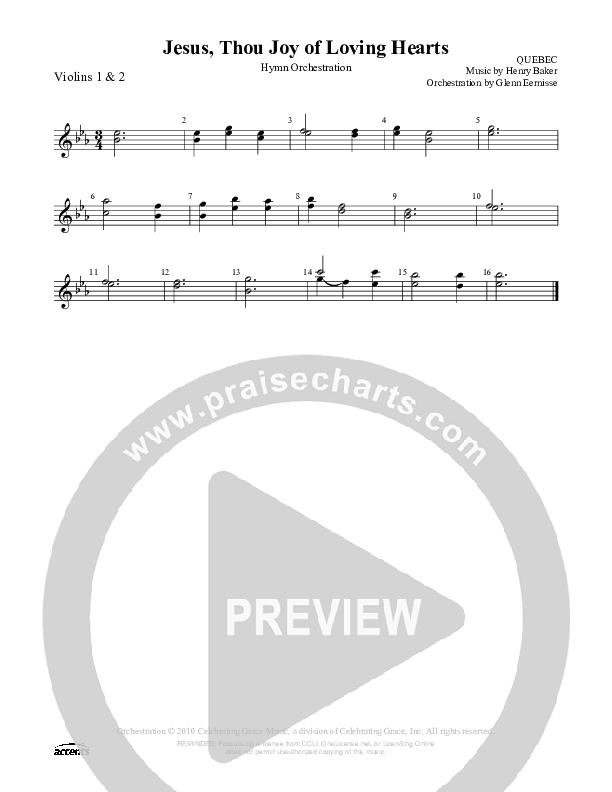 Jesus Thou Joy Of Loving Hearts Violin 1/2 ()