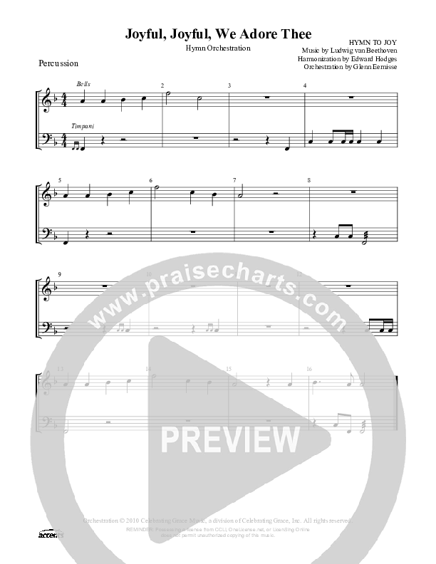 Joyful Joyful We Adore Thee Percussion ()