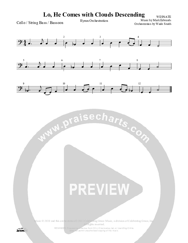 Lo He Comes With Clouds Descending    Cello/Bass ()