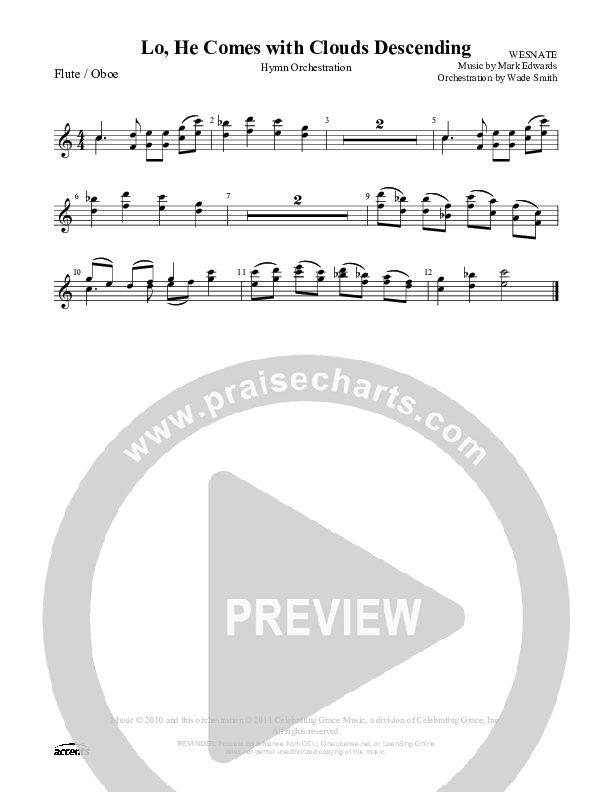 Lo He Comes With Clouds Descending    Flute/Oboe ()