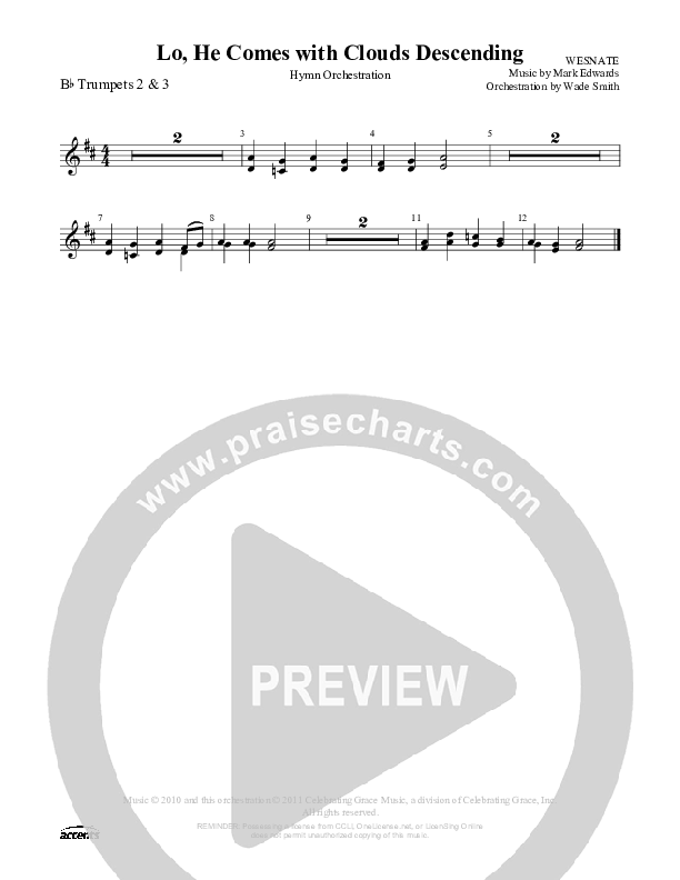Lo He Comes With Clouds Descending Trumpet 2/3 ()