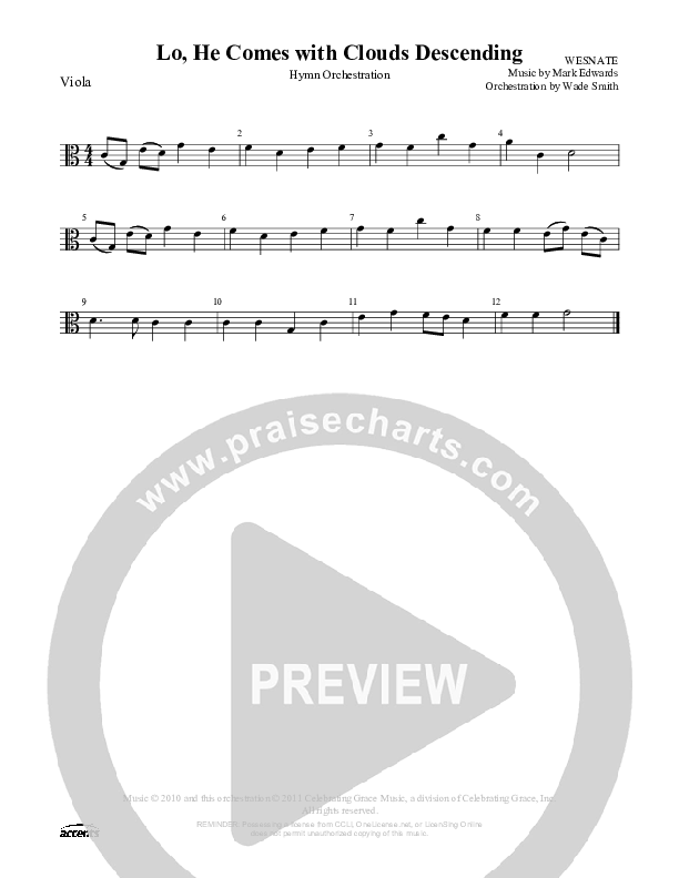 Lo He Comes With Clouds Descending    Viola ()