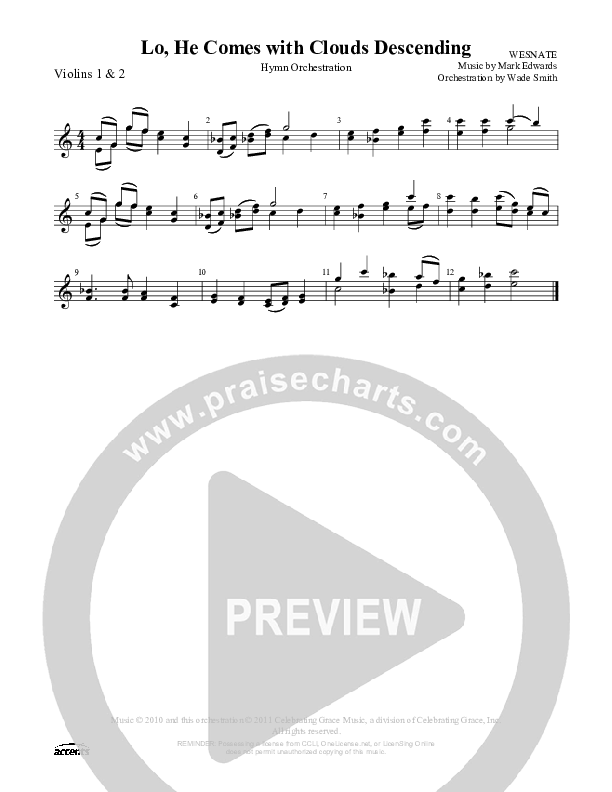 Lo He Comes With Clouds Descending    Violin 1/2 ()
