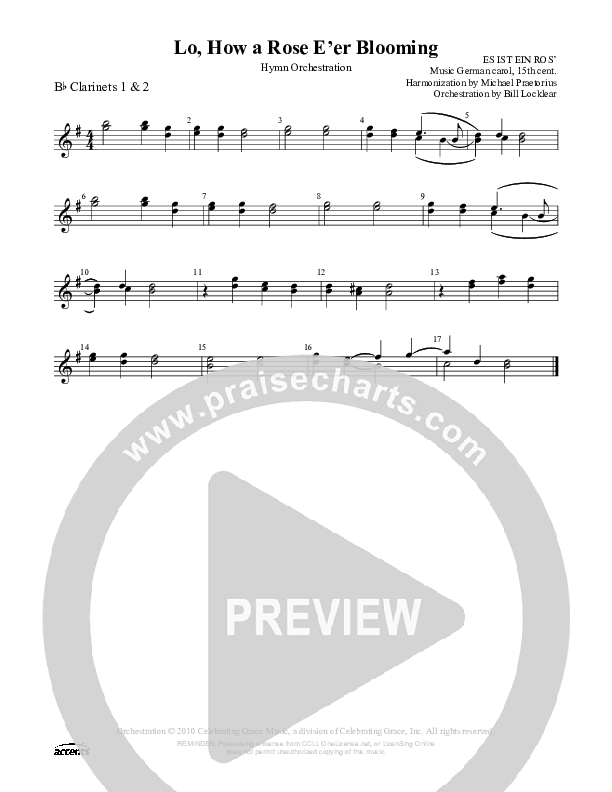 Lo How A Rose Eer Blooming Clarinet 1/2 ()