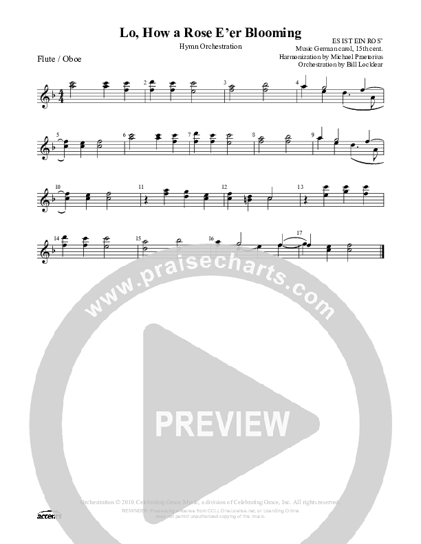 Lo How A Rose Eer Blooming Flute/Oboe ()