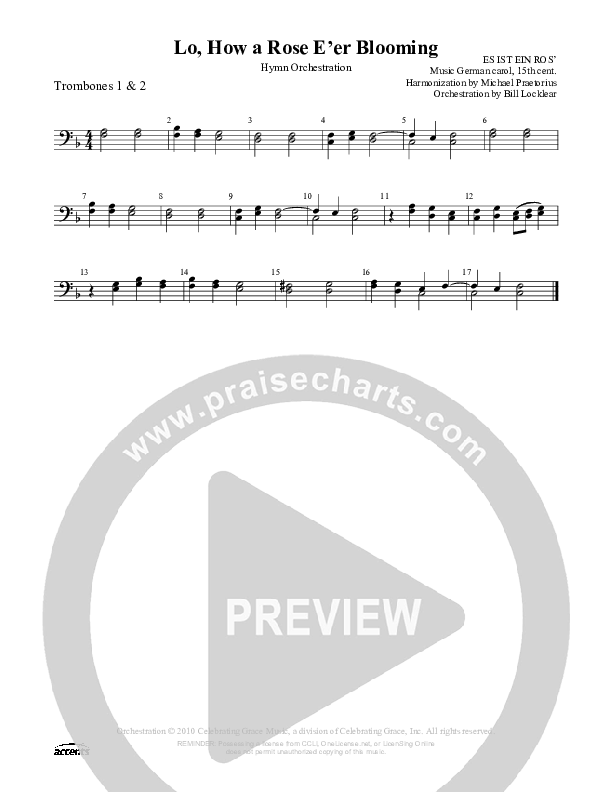 Lo How A Rose Eer Blooming Trombone 1/2 ()
