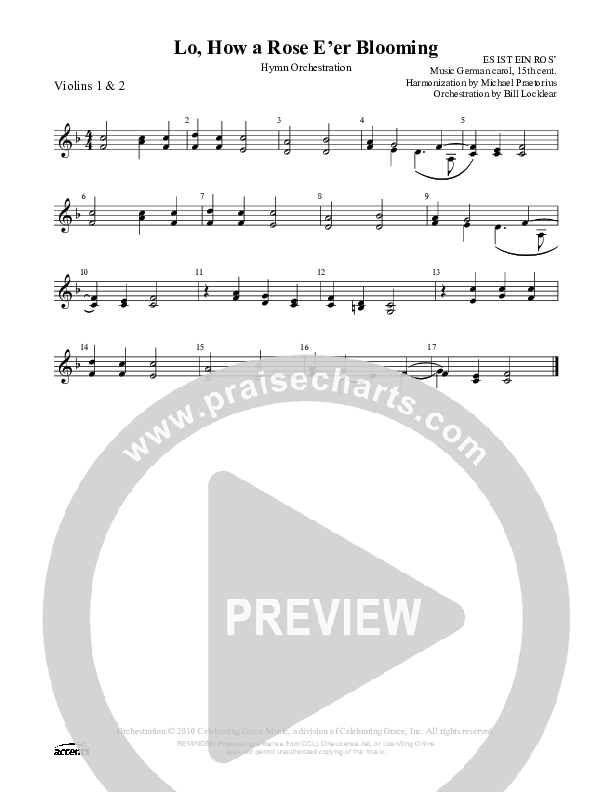 Lo How A Rose Eer Blooming Violin 1/2 ()