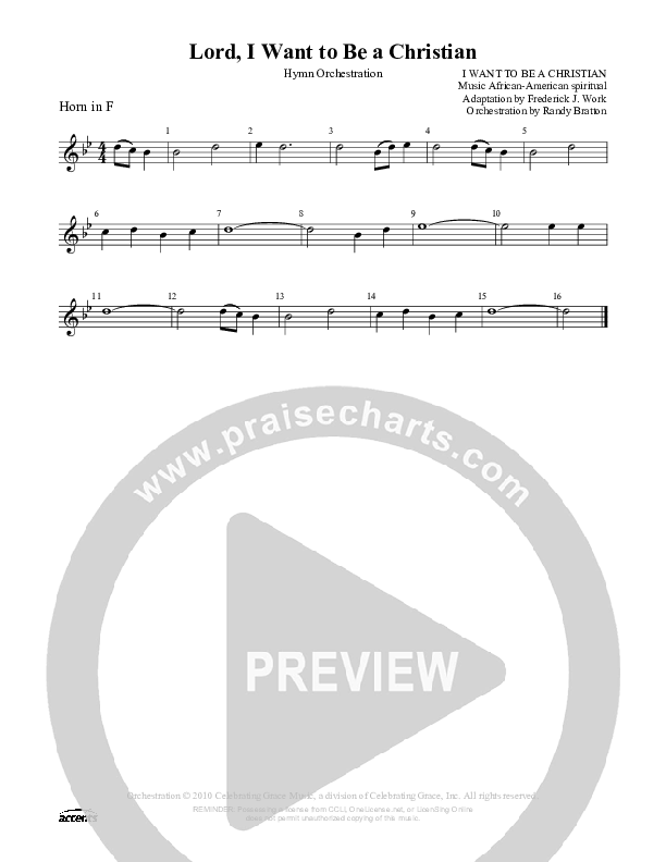 Lord I Want To Be A Christian French Horn ()