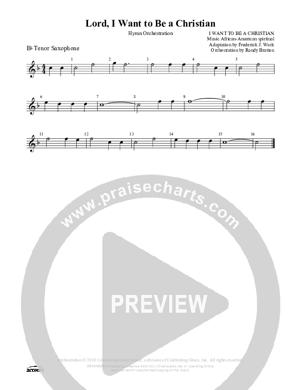 Lord I Want To Be A Christian Tenor Sax 2 ()