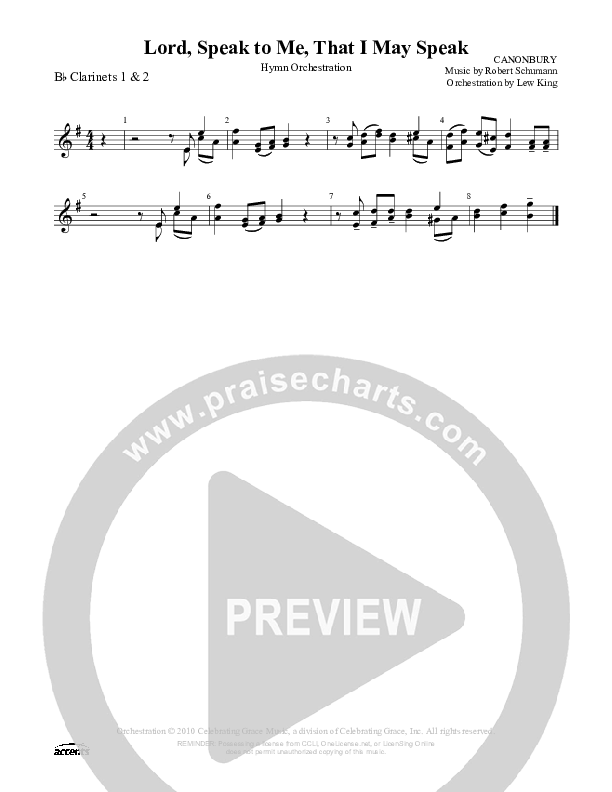 Lord Speak To Me That I May Speak Clarinet 1/2 ()