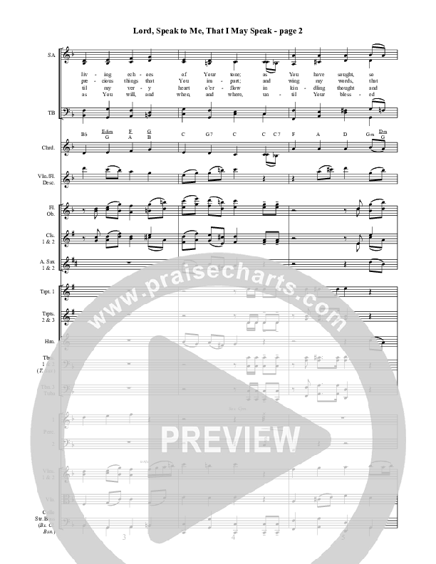 Lord Speak To Me That I May Speak Conductor's Score ()