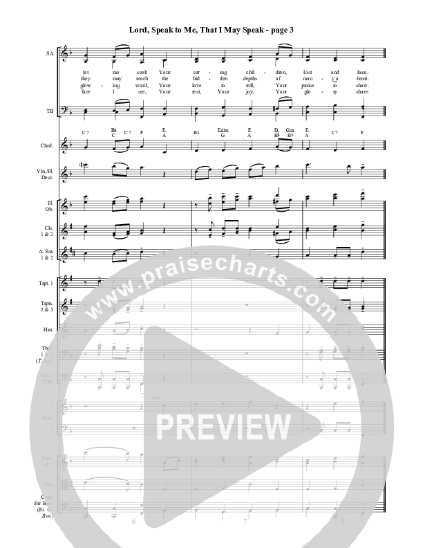 Lord Speak To Me That I May Speak Conductor's Score ()