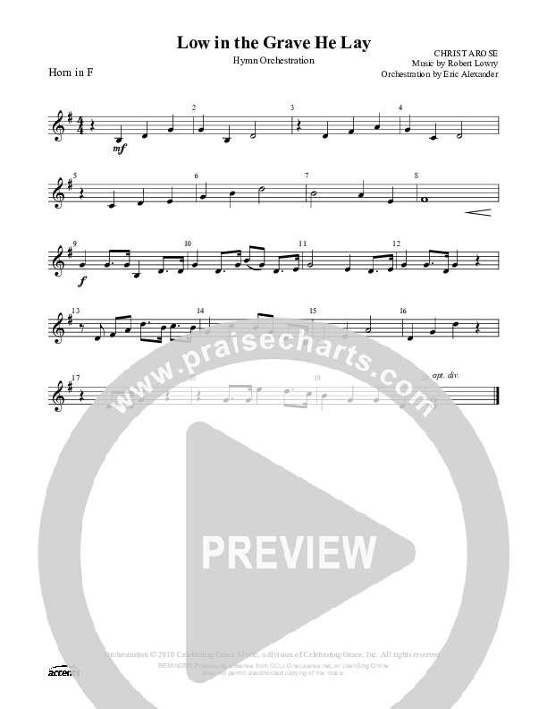 Low In The Grave He Lay French Horn ()