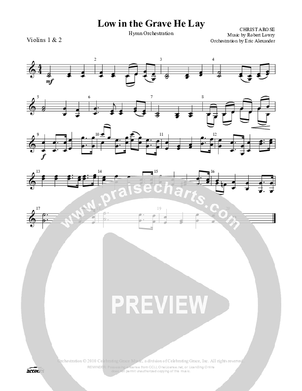 Low In The Grave He Lay Violin Sheet Music PDF () PraiseCharts