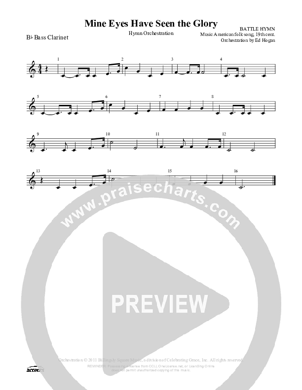 Mine Eyes Have Seen The Glory Bass Clarinet ()