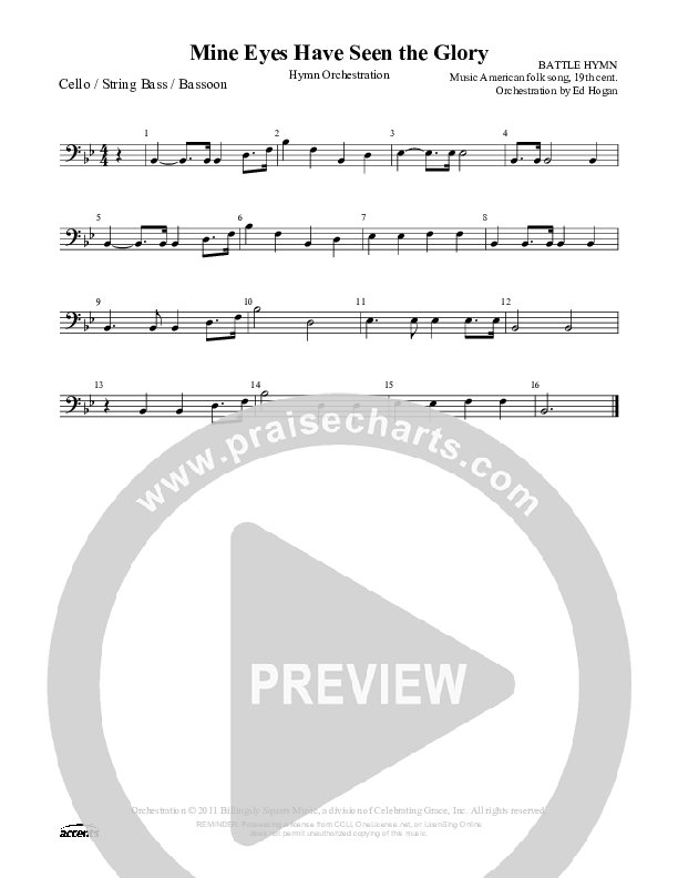 Mine Eyes Have Seen The Glory Cello/Bass ()