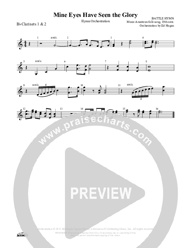 Mine Eyes Have Seen The Glory Clarinet 1/2 ()