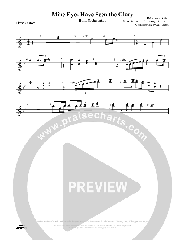 Mine Eyes Have Seen The Glory Flute/Oboe ()