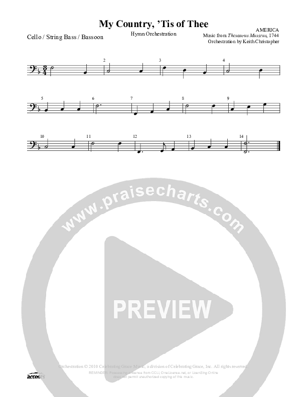 My Country Tis Of Thee Cello/Bass ()