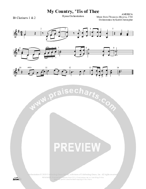 My Country Tis Of Thee Clarinet 1/2 ()