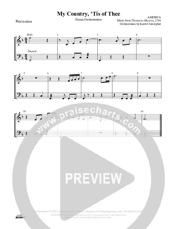My Country Tis Of Thee Percussion ()
