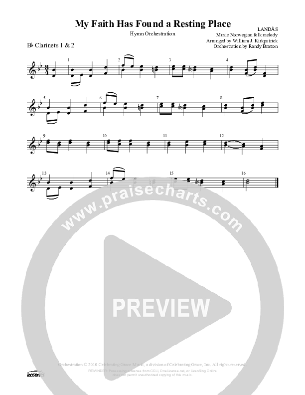 My Faith Has Found A Resting Place Clarinet 1/2 ()