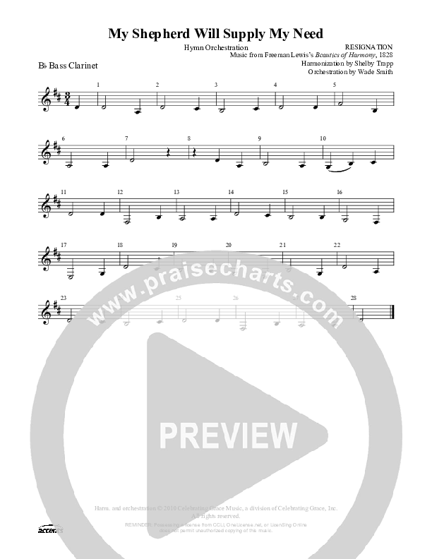 My Shepherd Will Supply My Need Bass Clarinet ()