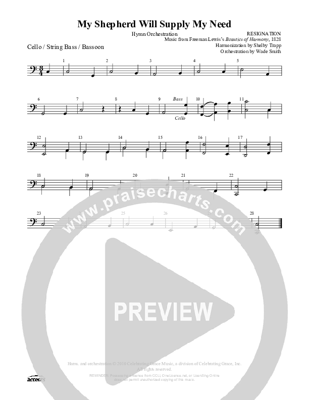 My Shepherd Will Supply My Need Cello/Bass ()
