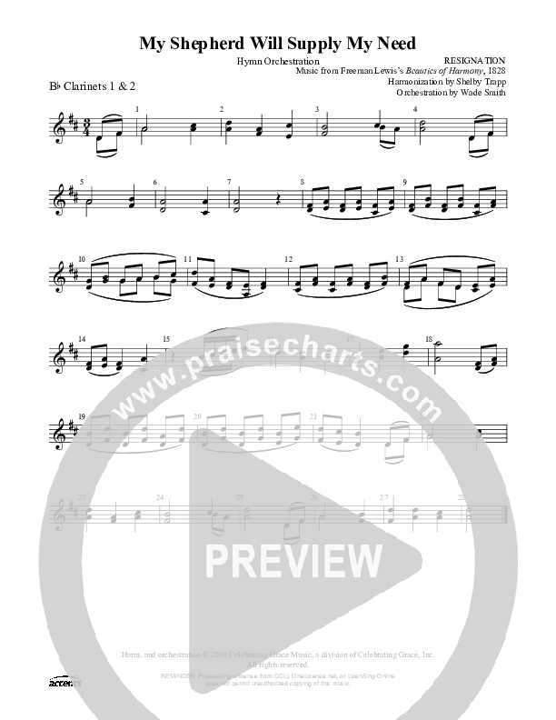 My Shepherd Will Supply My Need Clarinet 1/2 ()