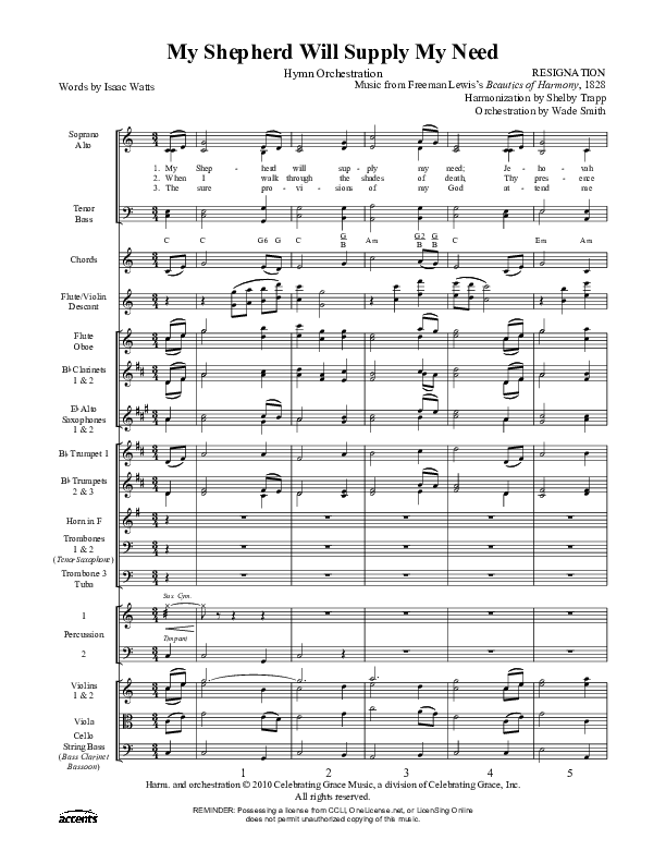 My Shepherd Will Supply My Need Orchestration ()