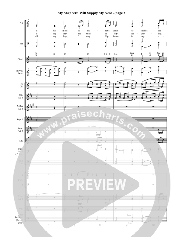 My Shepherd Will Supply My Need Orchestration ()