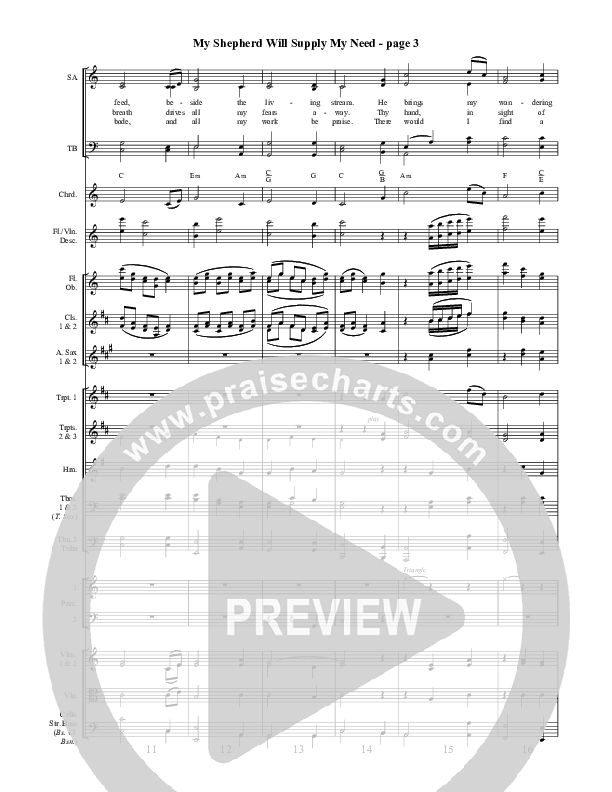 My Shepherd Will Supply My Need Conductor's Score ()