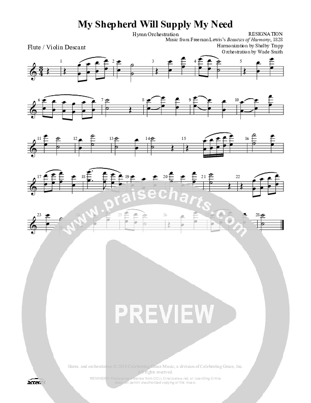 My Shepherd Will Supply My Need Flute ()