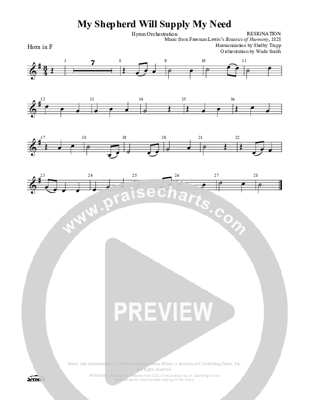 My Shepherd Will Supply My Need French Horn ()