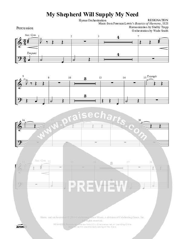 My Shepherd Will Supply My Need Percussion ()