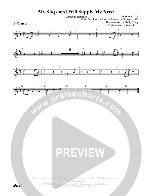 My Shepherd Will Supply My Need Trumpet 1 ()
