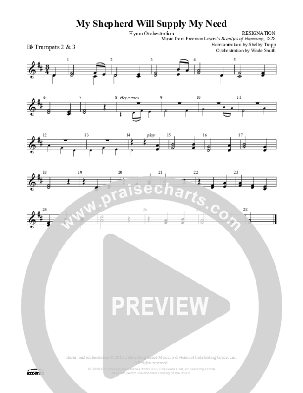 My Shepherd Will Supply My Need Trumpet 2/3 ()