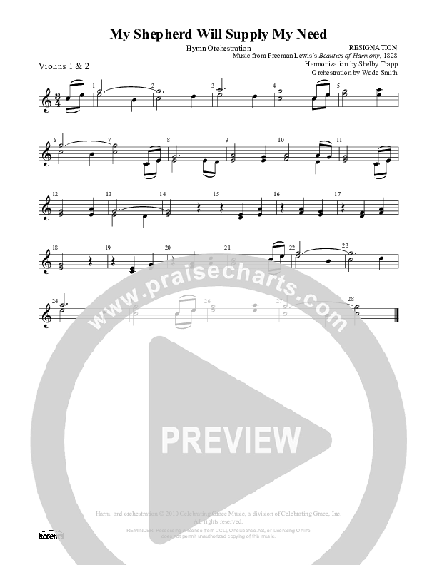 My Shepherd Will Supply My Need Violin 1/2 ()