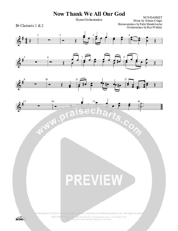 Now Thank We All Our God Clarinet 1/2 ()